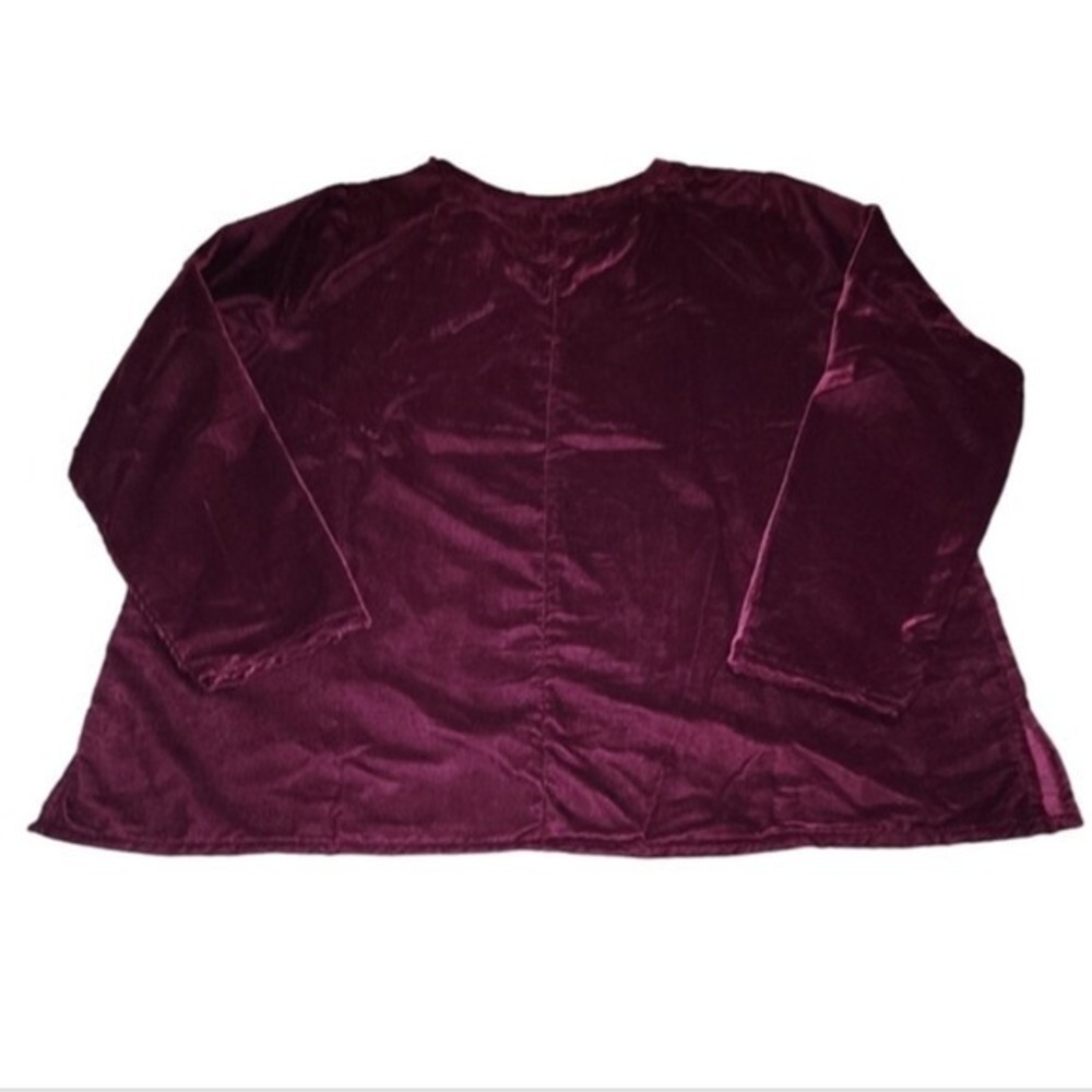 Karyn Seo Velvet V-Neck Tunic Women Long Sleeve Relaxed Burgundy Medium - Picture 7 of 9